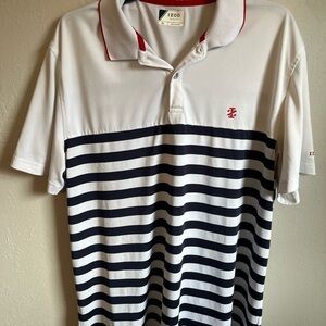Men’s White With Navy Stripes IZOD Golf Short Sleeve Polo Size XL